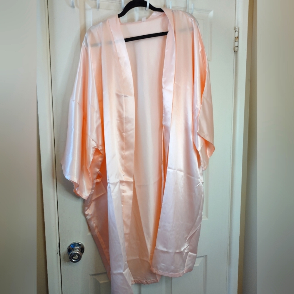Pink Satin Robe- No Belt